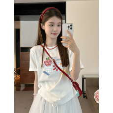 批发【230克100纯棉】<b class='q'>短袖</b>t恤女2026新款夏白色纯棉宽松设计小众上衣