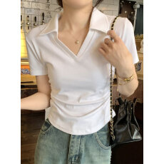 批发40支纯棉1*1正肩长袖收腰Polo衫t恤女显瘦<b class='q'>修身</b>印花ins上衣