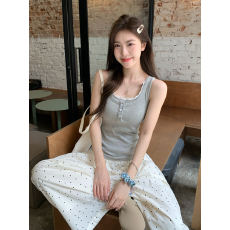 批发蕾丝花边<b class='q'>假两件</b>工字背心夏季百搭修身<b class='q'>上衣</b>（260克莫代尔罗纹2*2）