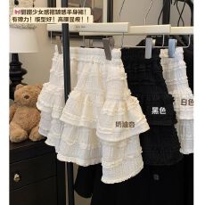 批发夏季新款芭蕾风<b class='q'>蕾丝</b>花边蛋糕<b class='q'>半身裙</b>蓬蓬短裙高腰A字裙+防伪扣吊牌
