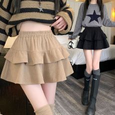 批发秋冬欧棉绒蛋糕裙高腰短裙蓬蓬裙女