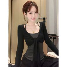 批发【260克人棉1*1<b class='q'>莫代尔</b>】韩系开衫<b class='q'>吊带</b>背心女秋冬新款两件套辣妹上