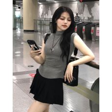 批发【260克人棉2*2<b class='q'>莫代尔</b>】 美式纯色弹力夏背心T恤女纯欲超短袖半高