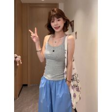 批发【230克40支1*1精梳紧密95棉】<b class='q'>工字</b>吊带<b class='q'>背心女</b>夏外穿内搭打底上衣