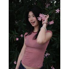 批发【广州布料32支棉拉架】<b class='q'>通勤</b>撞色条纹t恤女夏季薄款短袖修身上衣