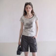 批发【230克40支1*1精梳紧密95棉】 <b class='q'>欧美风</b>短袖t恤女修身圆领小众上衣