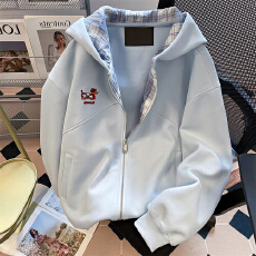 批发韩系独特漂亮减龄款格子开衫外套男女春秋<b class='q'>可爱</b>腊肠狗刺绣连帽卫衣