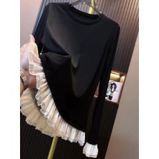 官图实价德绒280克欧货重工减龄套头上衣拼接新款气质舒适法式