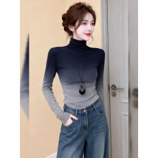 批发官图实价渐变色短款半高领<b class='q'>修身</b>内搭打底衫秋冬时尚新款独特韩系