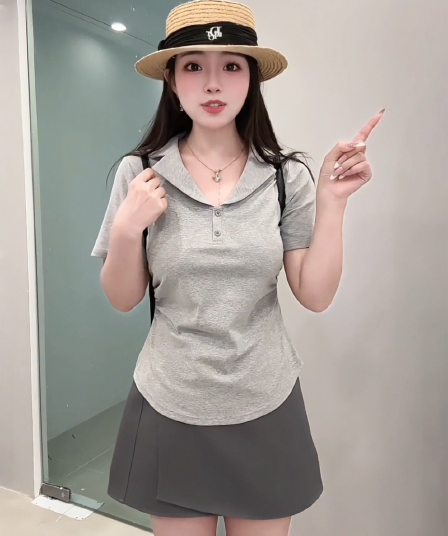경관 그림 정가 슈퍼 화재 연령 감소 반팔 티셔츠 여성 2026 새로운 디자인 센스 작은 대중 허리 수축 슬림해 보이는 맨위