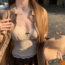 批发辣妹带胸垫<b class='q'>蕾丝</b>吊带背心女内搭春夏纯欲聚拢放走光法式<b class='q'>文胸</b>