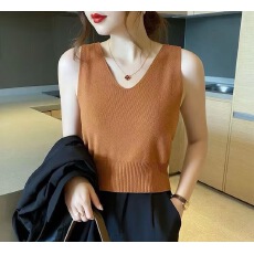 批发<b class='q'>西装</b>打底衫女内搭夏季冰丝v领背心上衣法式别致小吊带针织衫外穿