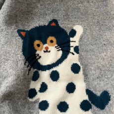 批发已出货 <b class='q'>可爱</b>风卡通猫咪毛衣新款圆领宽松慵懒风针织衫软糯上衣