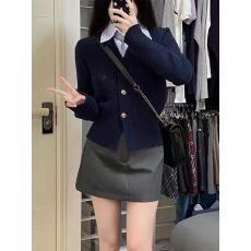 批发<b class='q'>日系</b>学院风开衫v领毛衣女春秋修身显瘦温柔气质内搭秋冬针织衫潮