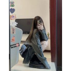 批发慵懒风流苏针织毛衣开衫2025秋冬季小个子设计感外套女<b class='q'>中长款</b>上衣