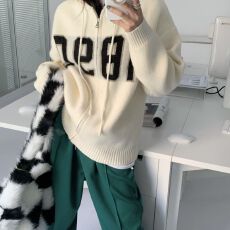 批发连帽美式毛衣慵懒宽松针织拉链开衫外套新款设计秋冬感小众上衣