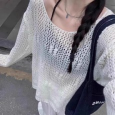 批发<b class='q'>镂空</b>长袖<b class='q'>针织</b>衫女外穿宽松慵懒简约显瘦中长款空调<b class='q'>罩衫</b>防晒衣外搭