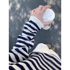 批发chic韩系条纹冰丝针织长袖t恤防晒罩<b class='q'>衫</b>女夏季外搭薄纱上衣<b class='q'>空调</b><b class='q'>衫</b>