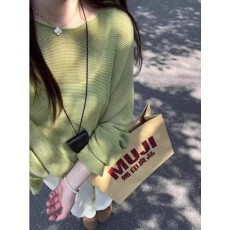 批发慵懒风松弛感亚麻冰丝针织衫女夏季薄款宽松百搭圆领套头防晒上衣