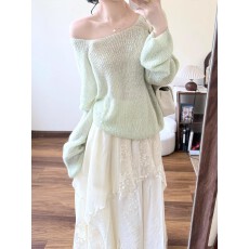 批发2026春夏新款法式温柔风方领针织上衣<b class='q'>不规则</b>蕾丝<b class='q'>半身裙</b>漂亮套装女