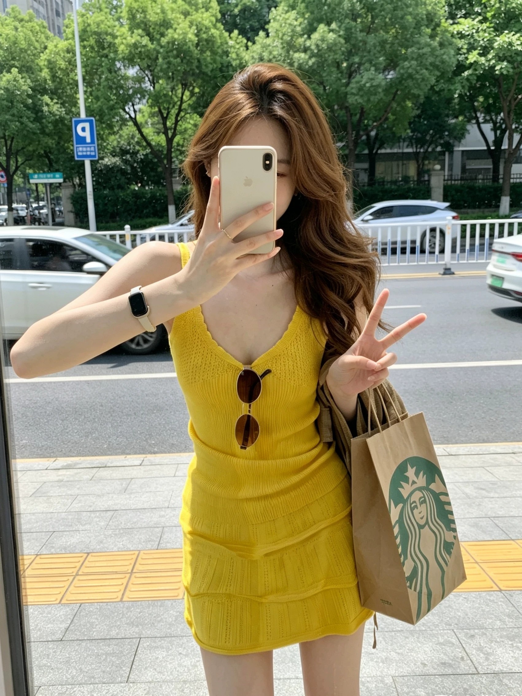 얼음 차가운 실크 황색 한 부서 부드러운 바람 니트 캐미솔 드레스 몸매 가꾸기 자외선 차단 셔츠 미니 스커트 세트