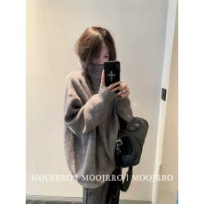 批发高领拉链毛衣外套女早秋季小个子宽松显瘦休闲慵懒风针织开衫上衣