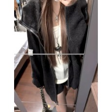 批发重工连帽拉链毛衣开衫女2026秋装新款韩版宽松<b class='q'>针织</b>衫外套