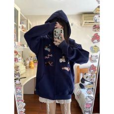 批发绣花 华棉复牛奶丝/超柔 美式小狗刺绣<b class='q'>开衫</b>连帽<b class='q'>卫衣</b>外套