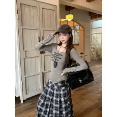 批发【270克1.1德绒】美式辣妹U领修身内搭打底衫长袖t恤上衣女<b class='q'>休闲</b>