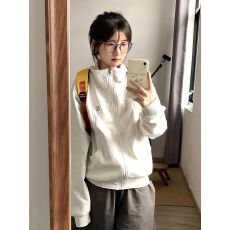 批发【华棉复合】立领<b class='q'>开衫</b><b class='q'>卫衣</b>外套女美式慵懒chic休闲夹克拉链上衣