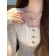 批发【官图 广州原版布料】蝴蝶结花边蕾丝打底衫<b class='q'>女</b>独特绝美T恤上衣