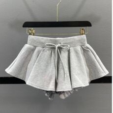 批发【原版做法】灰色<b class='q'>休闲</b>运动女夏季芭蕾风显瘦辣妹A字蓬蓬短裙裤