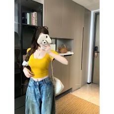 批发40支螺纹纯棉 减龄正肩后背镂空u领<b class='q'>短袖</b><b class='q'>t</b><b class='q'>恤</b><b class='q'>女</b>百搭短款小上衣