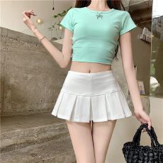 批发新款女小个子美式低腰A字短裙纯欲灰色<b class='q'>百褶</b>运动防走光<b class='q'>半身裙</b>