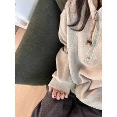 批发广州原版布复合牛奶丝 克美式复古半拉链抽绳立领卫衣女