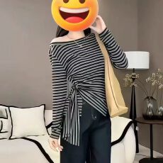 批发人棉260克 新款韩系下摆不规则开叉收腰高级感显瘦百搭斜肩T恤