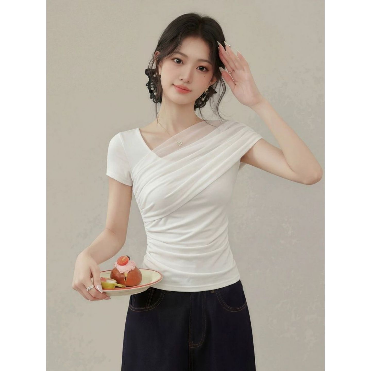 경관 그림 와 사고 방식 모달 260 그램 1 1+ 전체 바느실 여름 몸매 가꾸기 디자인 센스 맨위 ins