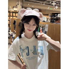 特价220克19支纯棉 后包螺纹领整件烫 二本针 短袖t恤女刺绣