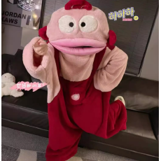 批发网红搞怪小丑鱼连帽珊瑚绒睡<b class='q'>衣</b>女冬加厚加绒学生睡袍家居服套装