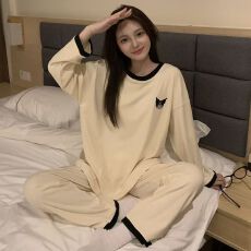 批发秋冬季新款睡衣女德绒保暖打底简约长袖套头可外穿休闲家居服套装