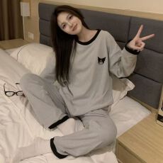 批发秋冬季新款睡衣女德绒保暖打底简约长袖套头可外穿休闲家居服套装