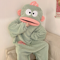 批发秋冬睡袍网红爆款小丑鱼睡<b class='q'>衣</b><b class='q'>连体</b>提花绒珊瑚绒加绒加厚搞怪大嘴鱼