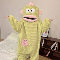 批发秋冬睡袍网红爆款小丑鱼睡<b class='q'>衣</b><b class='q'>连体</b>提花绒珊瑚绒加绒加厚搞怪大嘴鱼