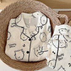 批发春秋季双长云朵棉睡衣女可爱甜美长袖长裤少女高级感家居服套装