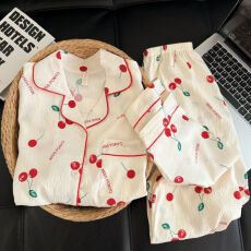 批发春秋季双长云朵棉睡衣女可爱甜美长袖长裤少女高级感家居服套装