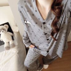 批发实拍2026新款大量现货春秋季高密仿<b class='q'>棉</b>开衫长袖花边<b class='q'>睡衣</b>家居服