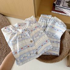 批发春秋季云朵<b class='q'>棉</b>圆领花边<b class='q'>睡衣</b>女网红少女卡通长袖高级感家居服套装