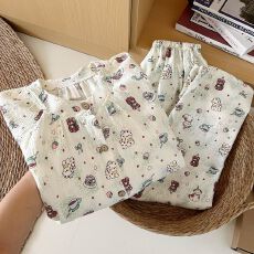 批发春秋季云朵<b class='q'>棉</b>圆领花边<b class='q'>睡衣</b>女网红少女卡通长袖高级感家居服套装