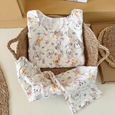 批发春秋季云朵<b class='q'>棉</b>圆领花边<b class='q'>睡衣</b>女网红少女卡通长袖高级感家居服套装