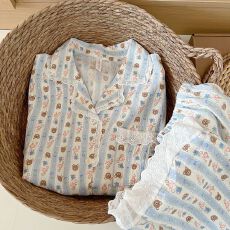 批发宏达盛云朵<b class='q'>棉</b>花边格子<b class='q'>睡衣</b>女春秋季长袖长裤少女高级感家居服套装